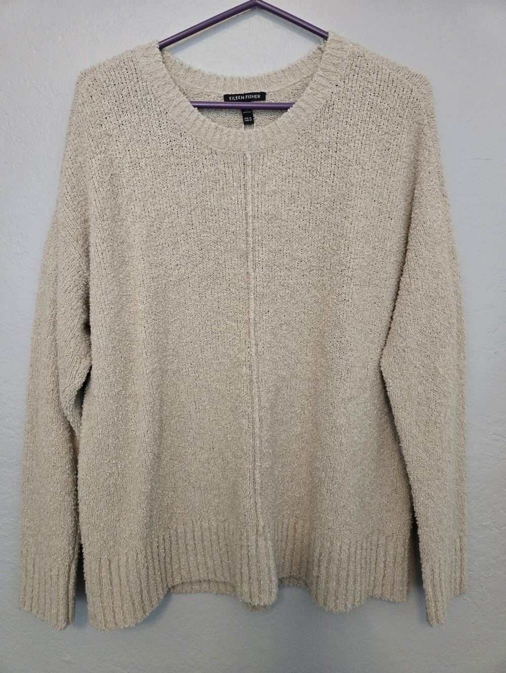 Eileen Fisher Organic Cotton Blend Round Neck Long Sleeve Sweater, Medium - Picture 2 of 5